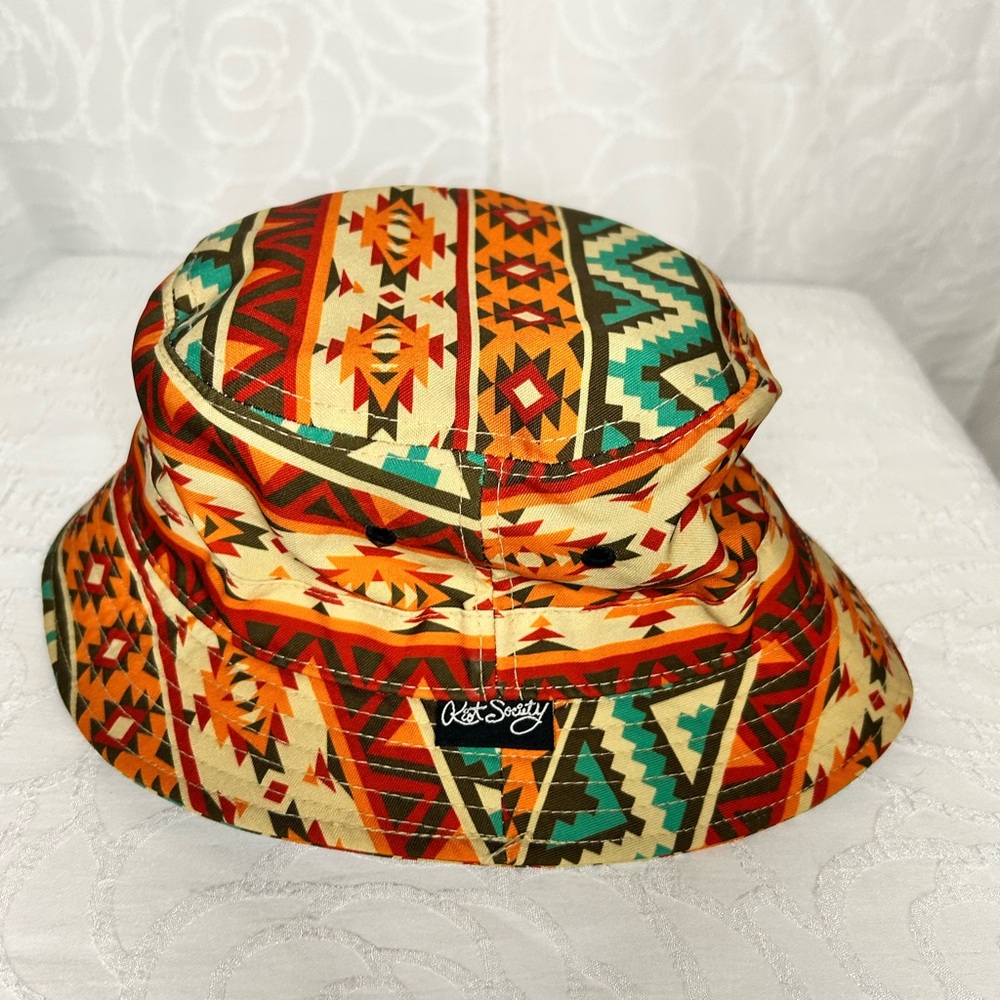 RIOT SOCIETY Colorful Tribal Patterned Bucket Hat. One Size.